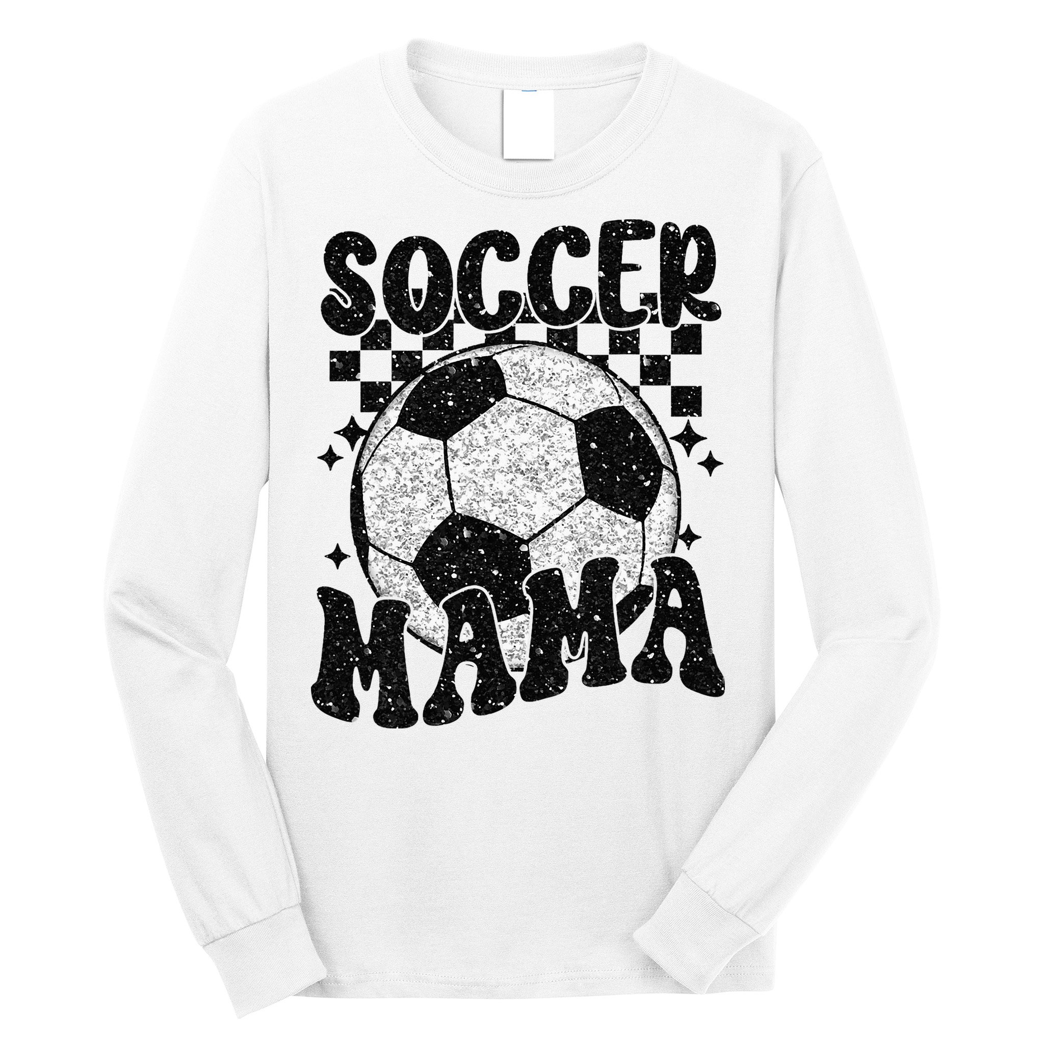Checkered Soccer Mama Retro Soccer Mom Soccer Season Long Sleeve Shirt