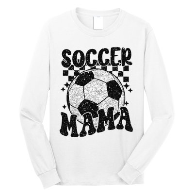 Checkered Soccer Mama Retro Soccer Mom Soccer Season Long Sleeve Shirt