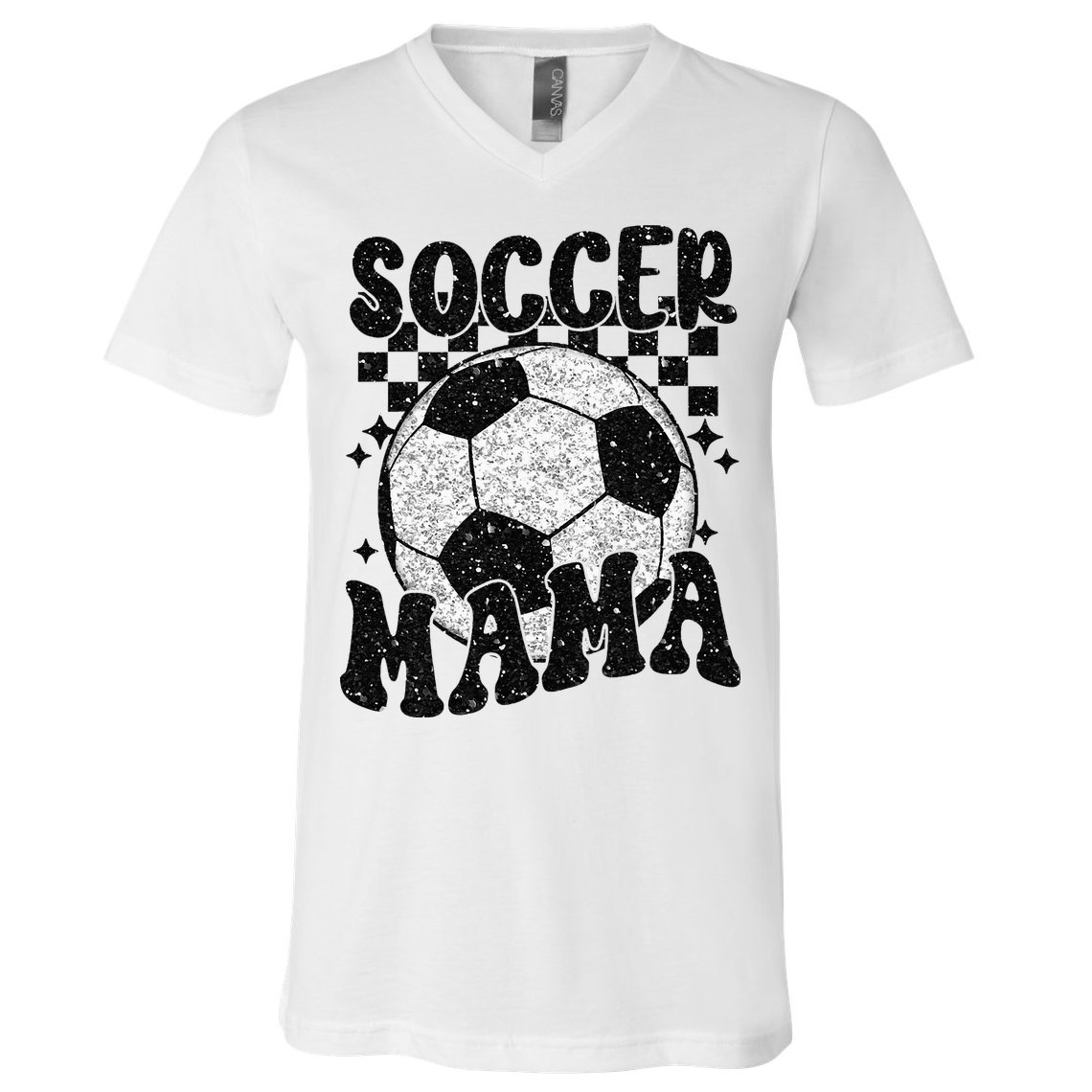 Checkered Soccer Mama Retro Soccer Mom Soccer Season V-Neck T-Shirt