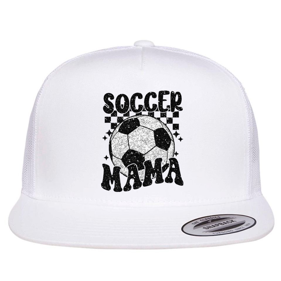 Checkered Soccer Mama Retro Soccer Mom Soccer Season Flat Bill Trucker Hat