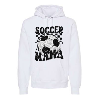 Checkered Soccer Mama Retro Soccer Mom Soccer Season Premium Hoodie