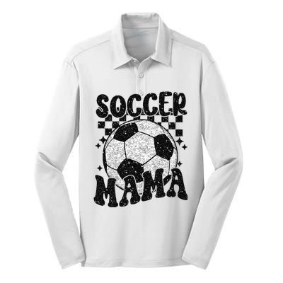 Checkered Soccer Mama Retro Soccer Mom Soccer Season Silk Touch Performance Long Sleeve Polo