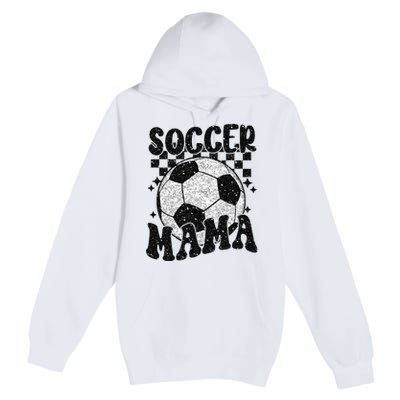 Checkered Soccer Mama Retro Soccer Mom Soccer Season Premium Pullover Hoodie