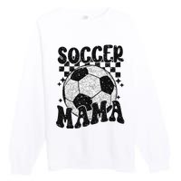 Checkered Soccer Mama Retro Soccer Mom Soccer Season Premium Crewneck Sweatshirt