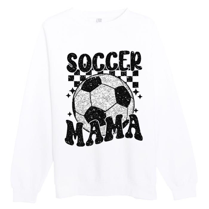 Checkered Soccer Mama Retro Soccer Mom Soccer Season Premium Crewneck Sweatshirt