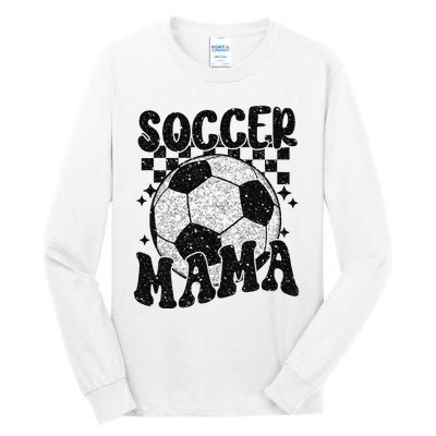 Checkered Soccer Mama Retro Soccer Mom Soccer Season Tall Long Sleeve T-Shirt