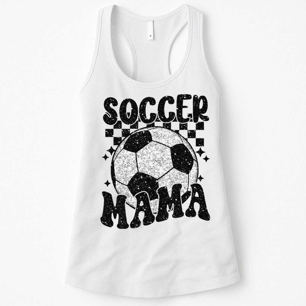 Checkered Soccer Mama Retro Soccer Mom Soccer Season Womens Tank Top