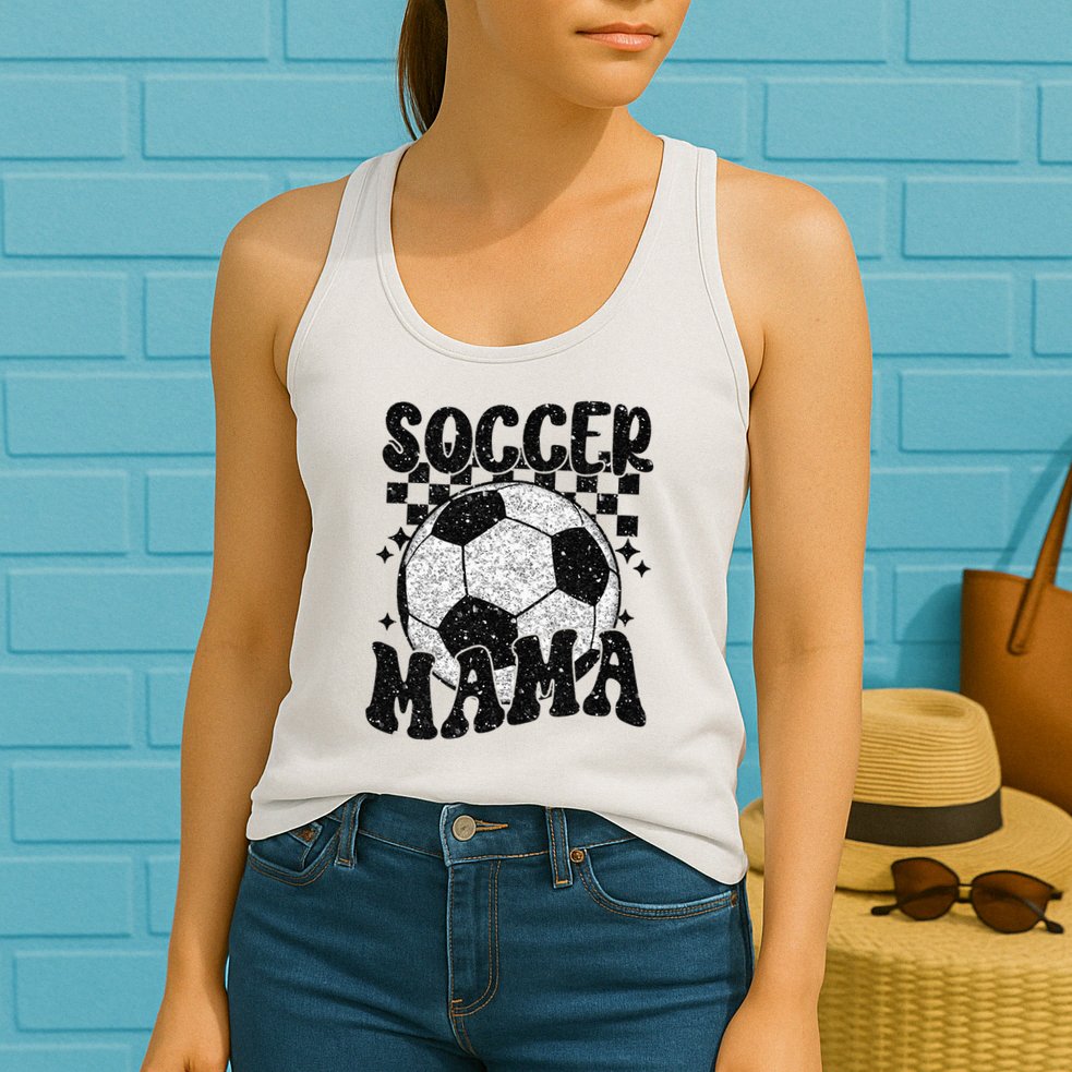 Checkered Soccer Mama Retro Soccer Mom Soccer Season Womens Tank Top