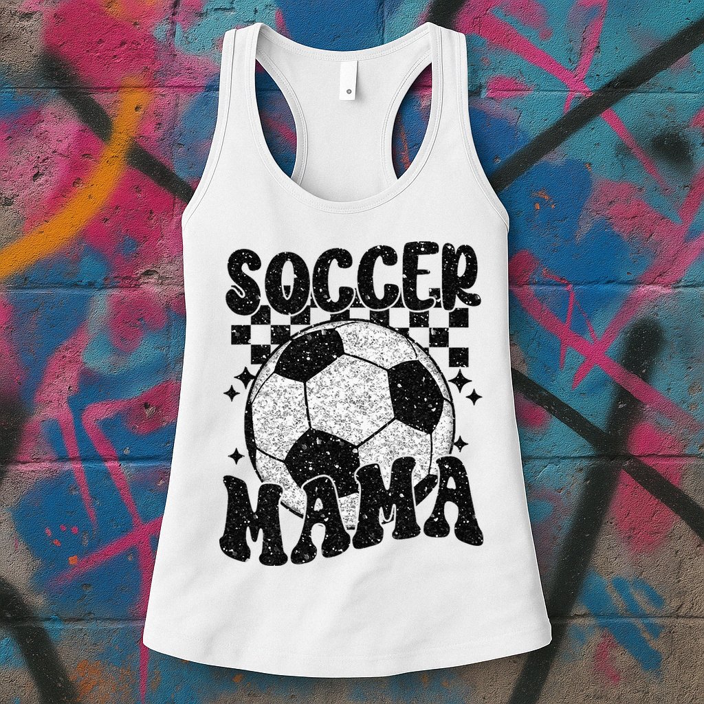 Checkered Soccer Mama Retro Soccer Mom Soccer Season Womens Tank Top