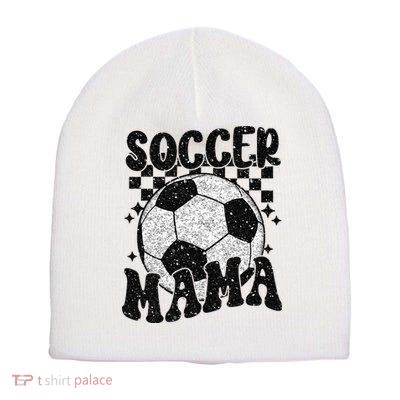 Checkered Soccer Mama Retro Soccer Mom Soccer Season Short Acrylic Beanie