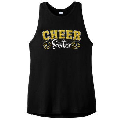 Cheer Sister My Favorite Cheerleader Calls Me Sisters Yellow Ladies PosiCharge Tri-Blend Wicking Tank