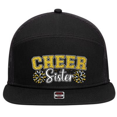 Cheer Sister My Favorite Cheerleader Calls Me Sisters Yellow 7 Panel Mesh Trucker Snapback Hat