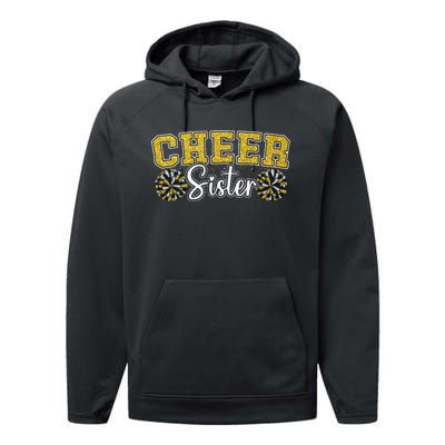 Cheer Sister My Favorite Cheerleader Calls Me Sisters Yellow Performance Fleece Hoodie