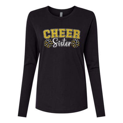 Cheer Sister My Favorite Cheerleader Calls Me Sisters Yellow Womens Cotton Relaxed Long Sleeve T-Shirt