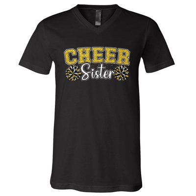 Cheer Sister My Favorite Cheerleader Calls Me Sisters Yellow V-Neck T-Shirt