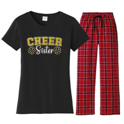 Cheer Sister My Favorite Cheerleader Calls Me Sisters Yellow Women's Flannel Pajama Set