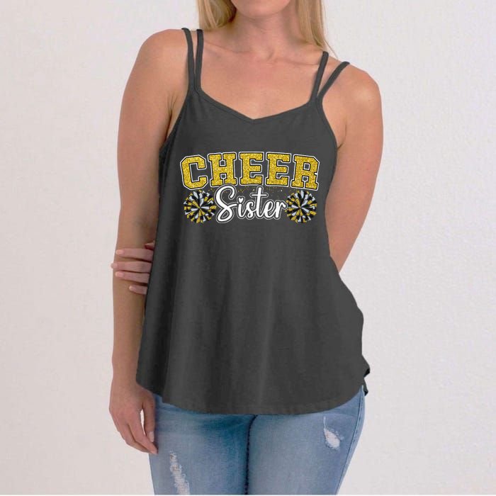 Cheer Sister My Favorite Cheerleader Calls Me Sisters Yellow Women's Strappy Tank