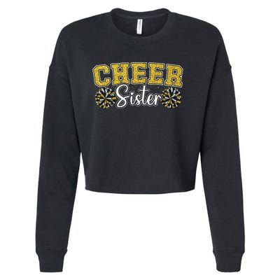 Cheer Sister My Favorite Cheerleader Calls Me Sisters Yellow Cropped Pullover Crew