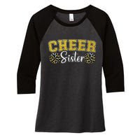 Cheer Sister My Favorite Cheerleader Calls Me Sisters Yellow Women's Tri-Blend 3/4-Sleeve Raglan Shirt