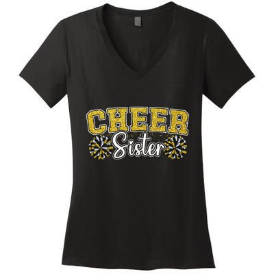 Cheer Sister My Favorite Cheerleader Calls Me Sisters Yellow Women's V-Neck T-Shirt