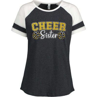 Cheer Sister My Favorite Cheerleader Calls Me Sisters Yellow Enza Ladies Jersey Colorblock Tee