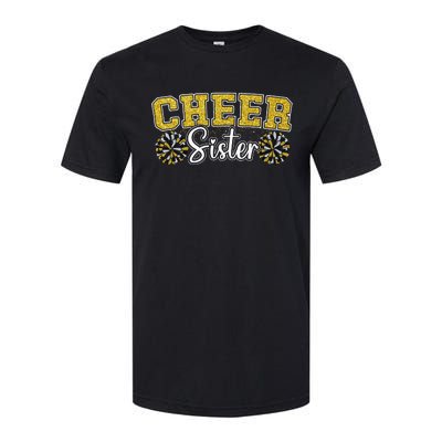 Cheer Sister My Favorite Cheerleader Calls Me Sisters Yellow Softstyle CVC T-Shirt