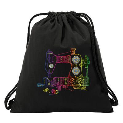 Colorful Sewing Machine Quilter Quilting Seamstress Drawstring Bag