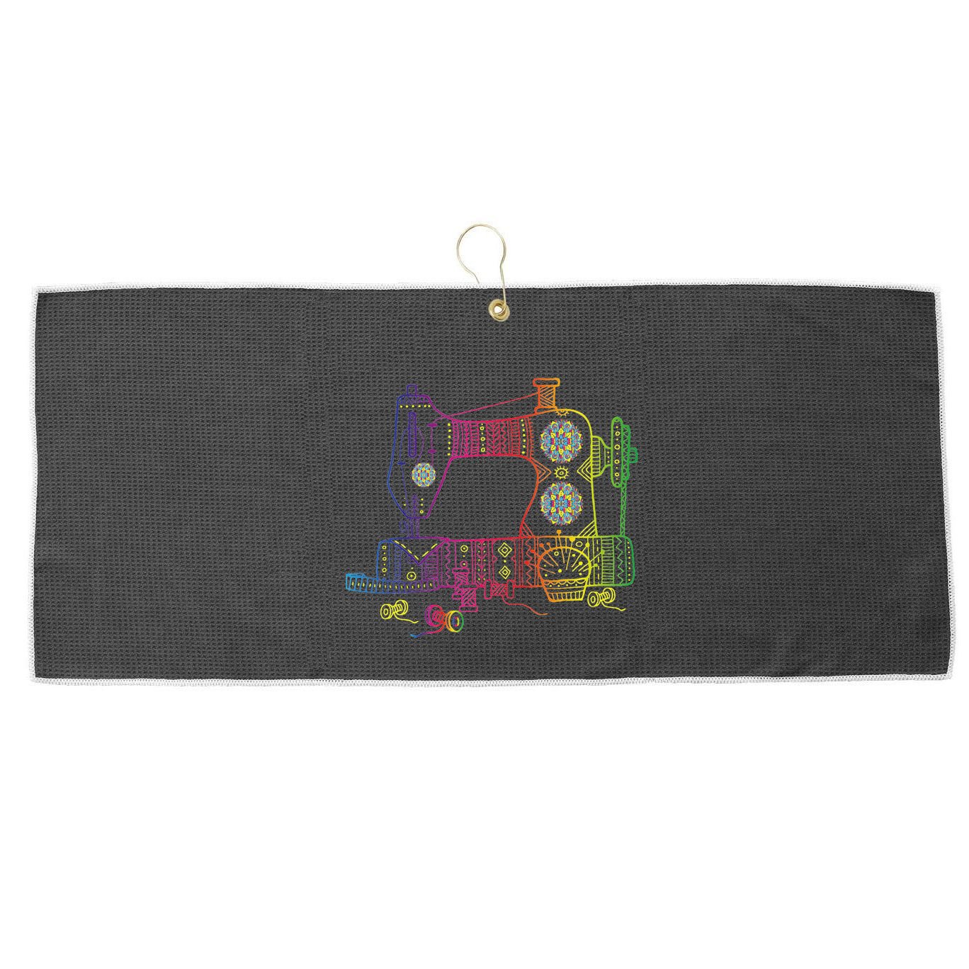 Colorful Sewing Machine Quilter Quilting Seamstress Large Microfiber Waffle Golf Towel