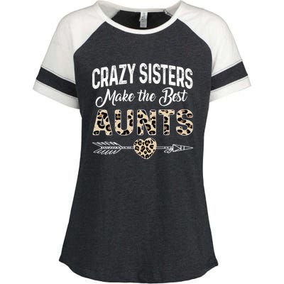 Crazy Sisters Make The Best Aunts Cute Tee Leopard Print Gift Enza Ladies Jersey Colorblock Tee