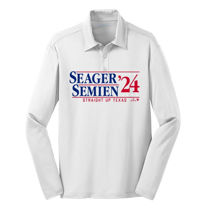 Corey Seager & Marcus Semien 24 Texas Baseball Silk Touch Performance Long Sleeve Polo