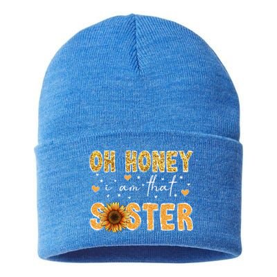 Cute Sunflower Mothers Day Oh Honey I Am That Sister Gift Sustainable Knit Beanie