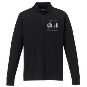 Charlotte Souvenir Men North Carolina Souvenir Music Guitar Performance Long Sleeve Polo