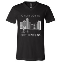 Charlotte Souvenir Men North Carolina Souvenir Music Guitar V-Neck T-Shirt