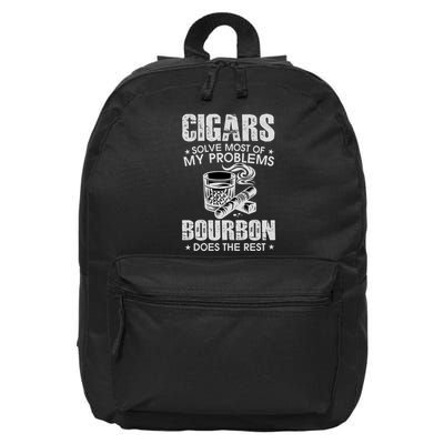 Cigars Solve Most Of My Problems Bourbon Does The Rest 16 in Basic Backpack