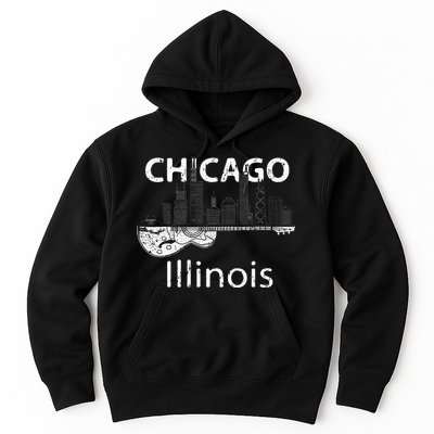 Chicago Souvenir Men Illinois Music Electric Guitar Hoodie