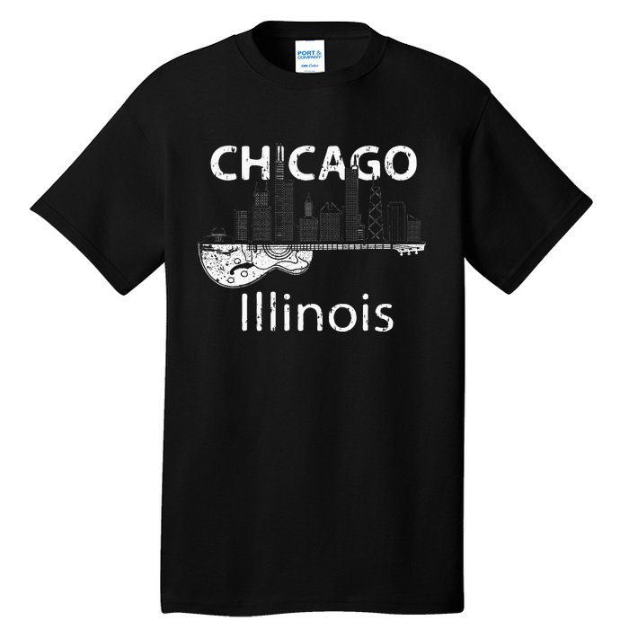 Chicago Souvenir Men Illinois Music Electric Guitar Tall T-Shirt