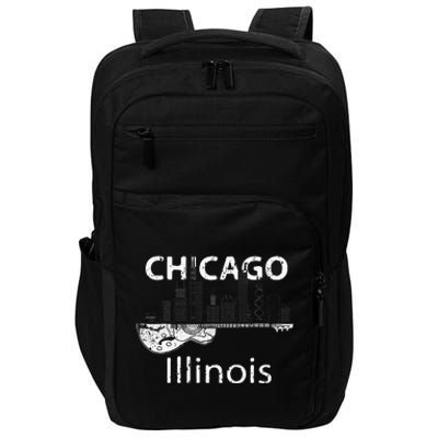 Chicago Souvenir Men Illinois Music Electric Guitar Impact Tech Backpack