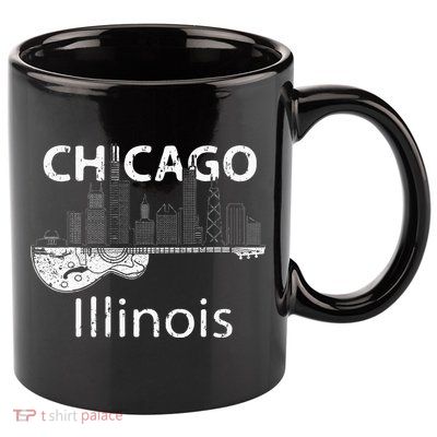 Chicago Souvenir Men Illinois Music Electric Guitar 11oz C Handle Ceramic Mug
