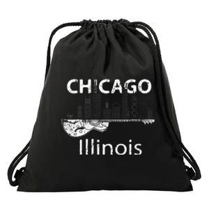 Chicago Souvenir Men Illinois Music Electric Guitar Drawstring Bag