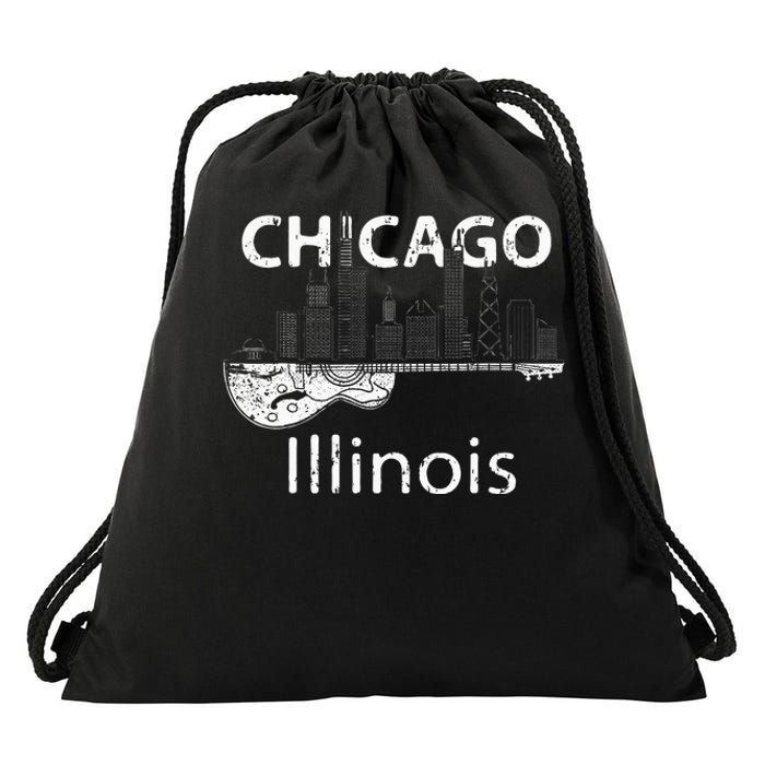 Chicago Souvenir Men Illinois Music Electric Guitar Drawstring Bag