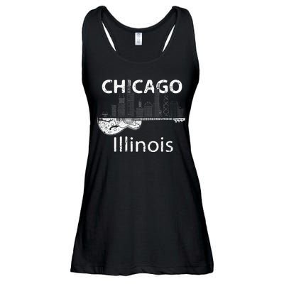 Chicago Souvenir Men Illinois Music Electric Guitar Ladies Essential Flowy Tank