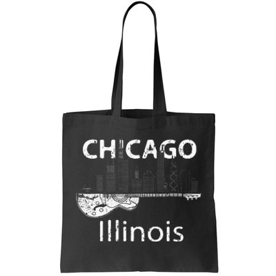 Chicago Souvenir Men Illinois Music Electric Guitar Tote Bag