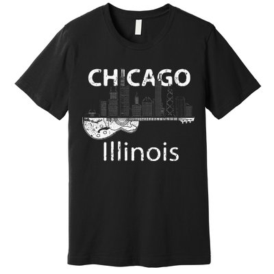 Chicago Souvenir Men Illinois Music Electric Guitar Premium T-Shirt