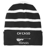 Chicago Souvenir Men Illinois Music Electric Guitar Striped Beanie with Solid Band