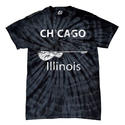 Chicago Souvenir Men Illinois Music Electric Guitar Tie-Dye T-Shirt