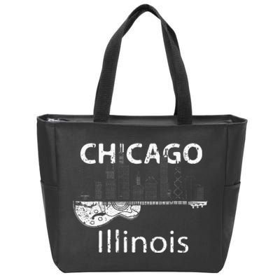 Chicago Souvenir Men Illinois Music Electric Guitar Zip Tote Bag