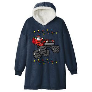 Christmas Santa Monster Truck Xmas Hooded Wearable Blanket