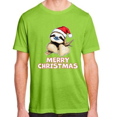 Cute Sloth Merry Christmas Santa Hat Holiday Design Adult ChromaSoft Performance T-Shirt