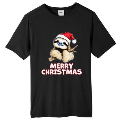 Cute Sloth Merry Christmas Santa Hat Holiday Design Tall Fusion ChromaSoft Performance T-Shirt