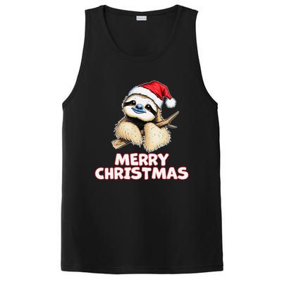 Cute Sloth Merry Christmas Santa Hat Holiday Design PosiCharge Competitor Tank